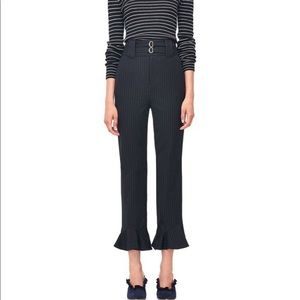 NWT Rebecca Taylor Pinstripe Ruffle Hem Pants